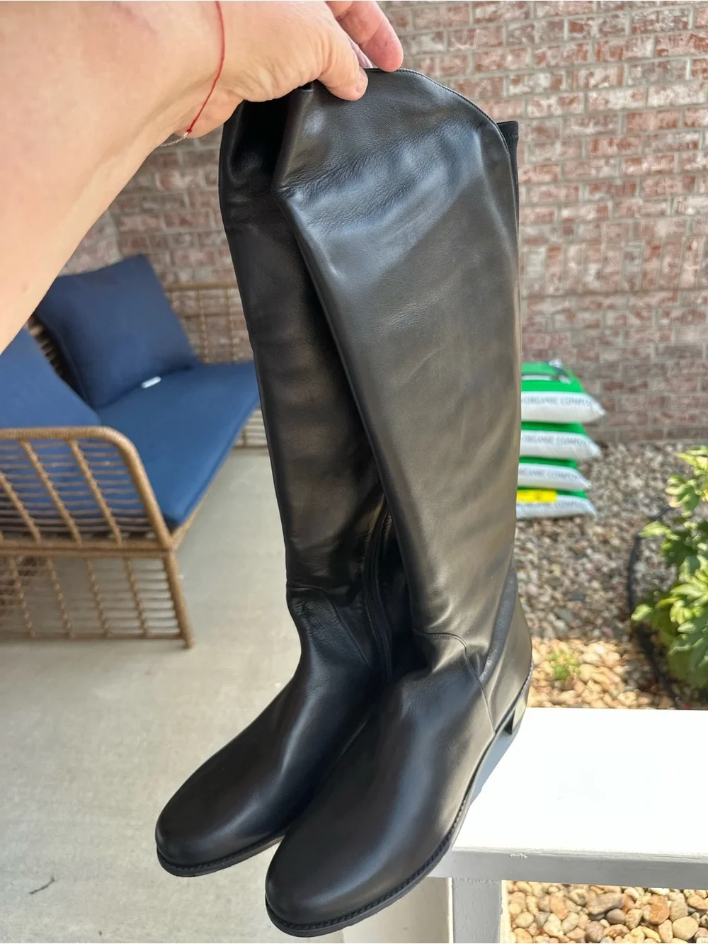 Stuart Weitzman Purple Shoe Box with Black Leather Boots